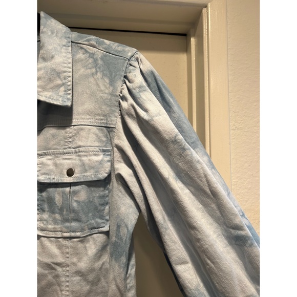 Something Navy Tie Dye Puff Sleeve Denim Dress - Picture 4 of 6